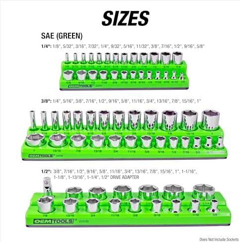OEMTOOLS 3-Pc Magnetic Socket Organizer for 68 Deep & Shallow SAE Sockets - Image 3
