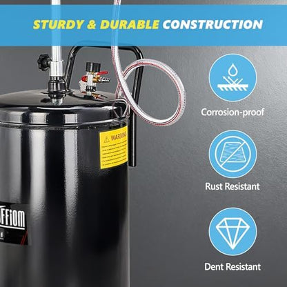 TUFFIOM 20 Gallon Waste Oil Drain Tank with Wheels & Handle, Adjustable Funnel Height Air-Operated Oil Drainer, Large Capacity Leak-Proof Oil Drain Container for Auto Fluids, Garage, Black - Image 5