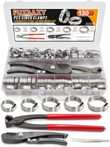 130PCS PEX Cinch Clamps Kit with Crimper Tool for PEX Tubing Vacuum Hoses by Fuzbaxy
