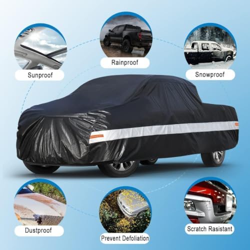 10 Layers Truck Cover Waterproof All Weather. Pickup Truck Cover Rain Snow UV Dust Protection. Length Up to 205 inches, Universal Fit for HR-B-PK-S(A-535)-0. - Image 5