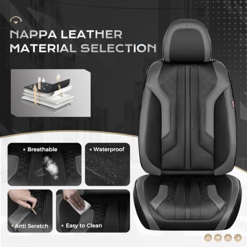 Coverado Car Seat Covers Full Set, Seat Covers for Cars, Front Seat Covers and Back Seat Cover Waterproof Leather Automotive Seat Cover, Universal Car Interior Protectors Cushion for Most Cars - Image 2