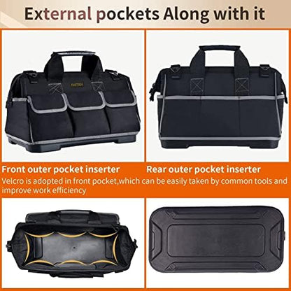 FASTECH 20-inch Wide Mouth Tool Bag with Water Proof Molded Base, Waterproof Tool Organizer Bag for Men with Adjustable Shoulder Strap (Grey-20INCH) - Image 3