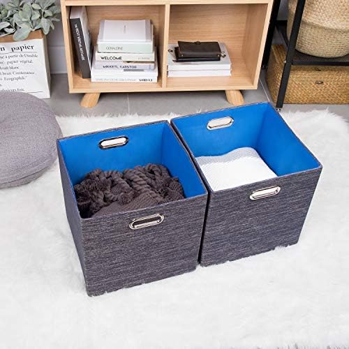 Posprica Storage Cubes,11×11 Foldable Storage Bins,Thick and Heavy duty Fabric Baskets - 4pcs,Blue - Image 6