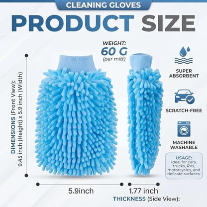 Patelai 30 Pcs Car Wash Mitts Bulk Microfiber Scratch Free Detailing Chenille Car Washing Gloves Hand Double Sided Absorbent Cars Sponge for Washing Cleaning Trucks Boats, 9.45 x 5.9 Inch(Grey,Blue) - Image 2