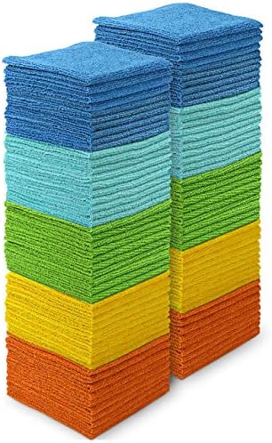 AIDEA Microfiber Cleaning Cloth 100PK, Soft Absorbent Rags, Microfiber Towels for Cars, Kitchen Towels, Dusting Cloth for Home, Window, Cleaning Supplies,12"×12" by AIDEAHOME