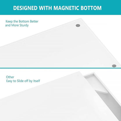 HBlife Acrylic Tissue Box Cover & Holder with Magnetic Bottom, Multi-Functional Dryer Sheet & Mask Organizer for Bathroom, Car, Office - White Rectangle, 9.84 x 5.02 x 3.54 Inches