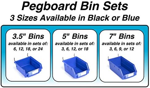 Pegboard Bins - 3 Pack Black Large - Hooks to Any Peg Board - Organize Hardware, Accessories, Attachments, Workbench, Garage Storage, Craft Room, Tool Shed, Hobby Supplies, Small Parts - Image 5