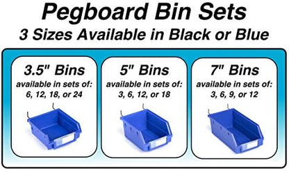 Pegboard Bins – 12 Pack Black Extra Large - Hooks to Any Peg Board - Organize Hardware, Accessories, Attachments, Workbench, Garage Storage, Craft Room, Tool Shed, Hobby Supplies, Parts - Image 5