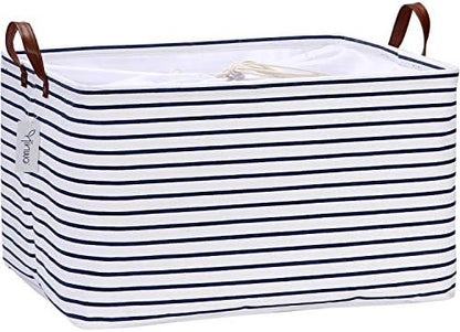 Hinwo 70L Extra Large Canvas Storage Bin with Lid and Handles by Hinwo