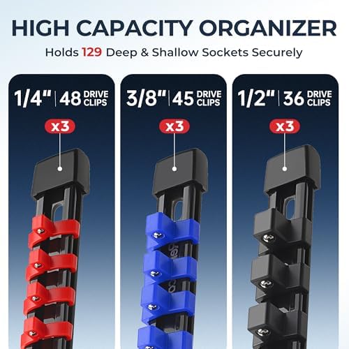 Reniteco 9-Pack Socket Organizer Set, 1/4" x 48 3/8" x 45 1/2" x 36 Clips - Image 2
