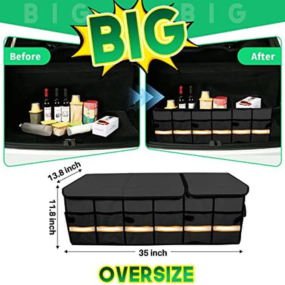 Trunk Organizer Cargo Organizer Trunk Storage Waterproof Collapsible Durable Multi Compartments-((Oversize,Black) - Image 3