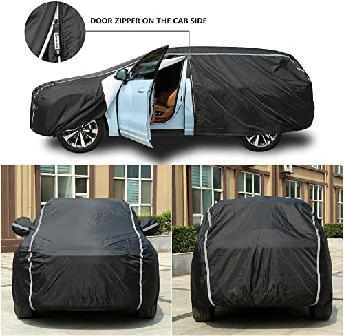 Car Cover Waterproof All Weather SUV - Coverado Black Car Cover UV Protection with Zipper Door, Cotton Backing Snowproof Hail Protection Windproof, Universal Fit for SUV (206"-215") - Image 3