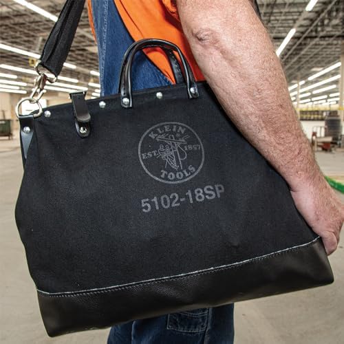Klein Tools 510218SPBLK Tool Bag, Large 18-Inch Deluxe Canvas Tool Bag and Organizer with 13 Pockets and Shoulder Strap, Black - Image 3