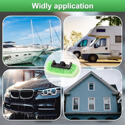 Vesici 8 Pcs Car Wash Brush Head with Soft Detailing Bristle Flow Thru Car Cleaning Brush Exterior Cars Wash Equipment for Auto Truck RV Boat Camper Washing, 10 Inch (Green) - Image 6
