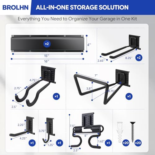 32 Inches Garage Tool Organizer Wall Mount, 480LBS Capacity Garden Tool Storage Rack with Adjustable Garage Hooks for Shovels, Rakes, Brooms, Yard Tools & Workshop Supplies - Image 5