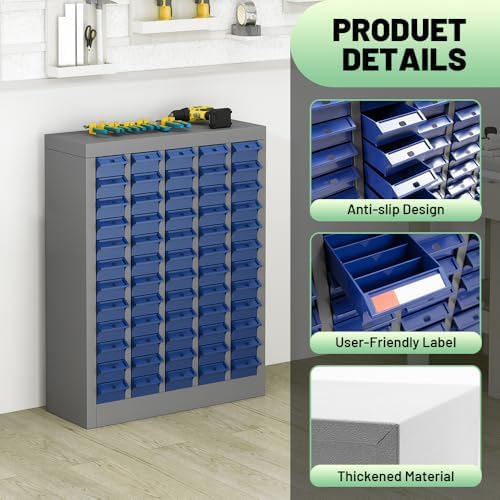 Yeeoy 60 Drawers Parts Cabinet, Nut and Bolt Storage Organizer, Grey - Image 4