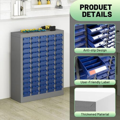 Yeeoy 60 Drawers Parts Cabinet, Nut and Bolt Storage Organizer, Grey - Image 4