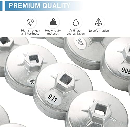 ATPEAM 23pcs Aluminum Alloy Cup Type Oil Filter Cap Wrench Socket Removal Tool Set 1/2" dr. - Image 3