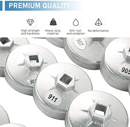 ATPEAM 23pcs Aluminum Alloy Cup Type Oil Filter Cap Wrench Socket Removal Tool Set 1/2" dr. - Image 3