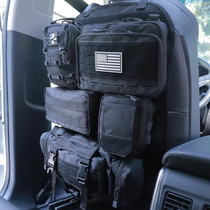 Universal Tactical Car Seat Back Organizer Bag Tactical Molle Vehicle Organizers Panel Vehicle Protector Organizers with 5 Detachable Pouches for Car (Upgraded C Black) - Image 6