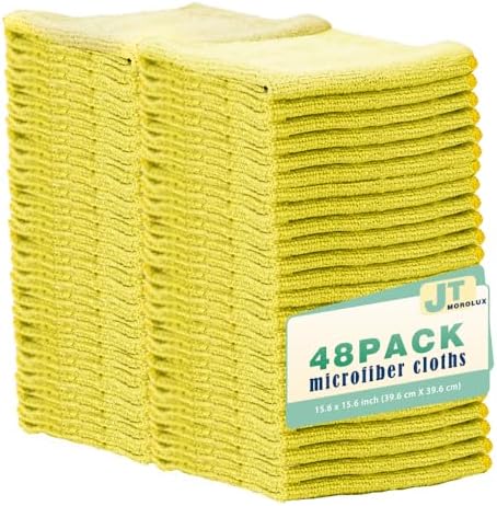 48 Pack 16'x16' Microfiber Household Cleaning Cloths - Multi-Purpose, Machine Washable, Absorbent Towels for Kitchen, Car, Home Appliances (16x16 48pk) by Unknown