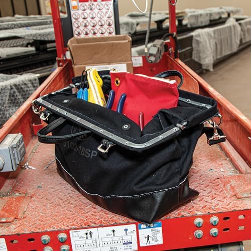 Klein Tools 510218SPBLK Tool Bag, Large 18-Inch Deluxe Canvas Tool Bag and Organizer with 13 Pockets and Shoulder Strap, Black - Image 6