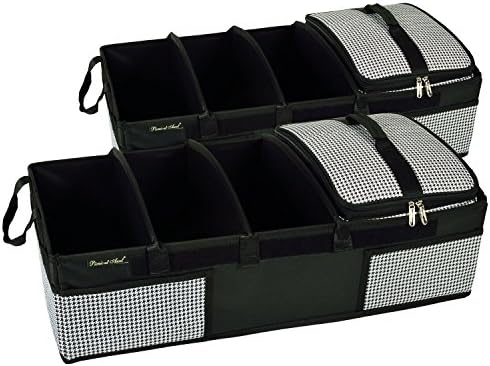 Picnic at Ascot - Heavy Duty Trunk Organizer - No Slide Rigid Base -70 LB Capacity - 30" x 15" - Black - Pack of 2 by PicnicatAscot