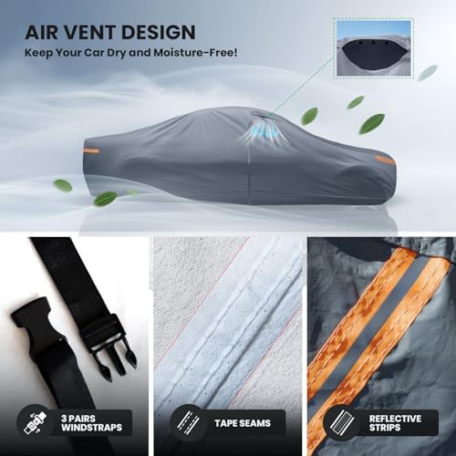 Waterproof Challenger Widebody（Next-Gen 2-Doo Car Cover with Breathable Vents, [Upgrade] Premium Covers with Cotton Liner and Zipper Door,Sun Rain Snow Dust Uv Protection.(Gift with Towel) - Image 5