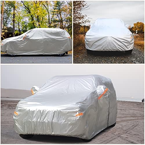 SEAZEN 2 Layers SUV Car Cover Waterproof All Weather, Outdoor Car Covers for Automobiles with Zipper Door, Hail UV Snow Wind Protection (Length Up to 190") - Image 6