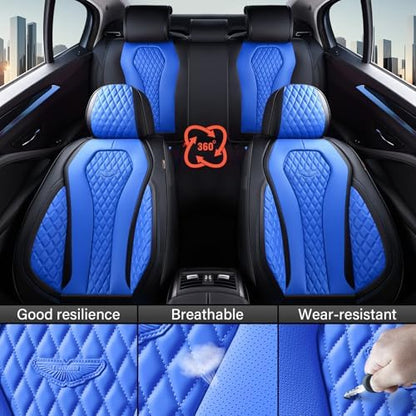 Coverado Automotive Seat Covers Front Seats, Seat Covers 2 Pack, Blue Car Seat Cover, Waterproof Auto Seat Covers, Car Seat Cushion, Front Car Seat Covers Leather Car Seat Protector Fit for Most Cars - Image 5