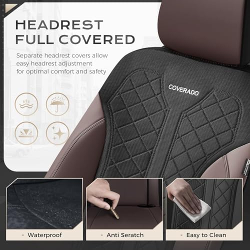 Coverado Automotive Car Seat Cover for 2 Seats,Front Seat Covers, Seat Covers 2-Pack, Driver Car Seat Protectors Universal Fit for Most Vehicles, SUV, Truck, Sedan - Image 6