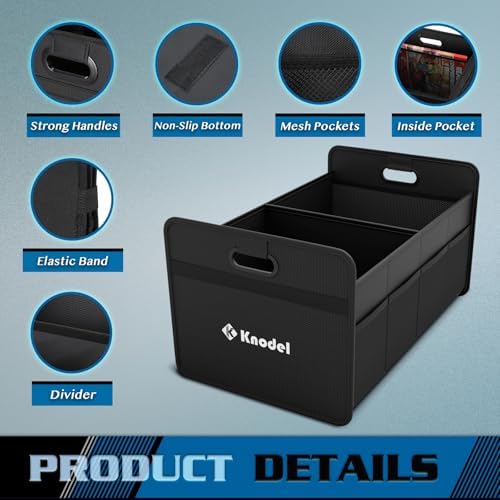 K KNODEL Car Trunk Organizer, Foldable Organizer for Car, Automotive Consoles & Organizers, Storage with Reinforced Handles (Medium, Black) (Pack of 2) - Image 3