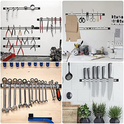6 Pieces 18" Magnetic Tool Holder Strip, Stainless Steel Surface Tool Magnet Bar, Metal Tool Organizer Rack for Garage Organization, Easy To Install in Workshop, Mounting Screws Included - Image 6