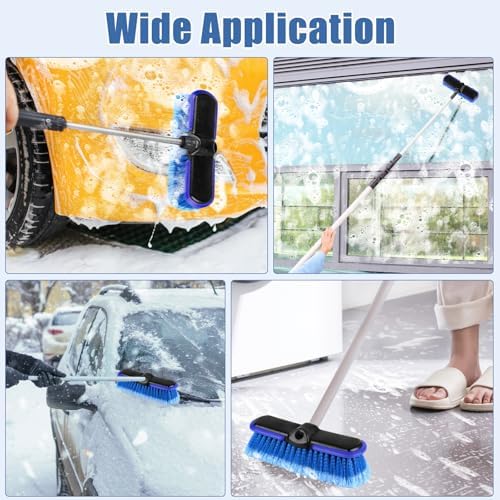 Car Wash Brush Head with Soft Bristle 10 Inch, Car Cleaning Brush with Protective Bumper for Cleaning Auto Cars Trucks RV Boat Deck (Blue) (4 Pack) - Image 7