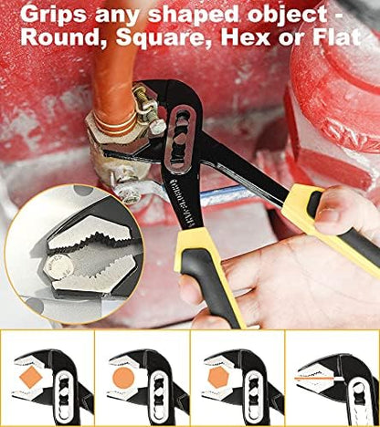 DOWELL 7-Piece Pliers Set - 10-Inch Groove Joint, 8-Inch Adjustable Wrench, Combination, 6-Inch Long Nose, Diagonal Cutting, Screwdrivers - Maintenance Tool Kit With Pouch - Image 2