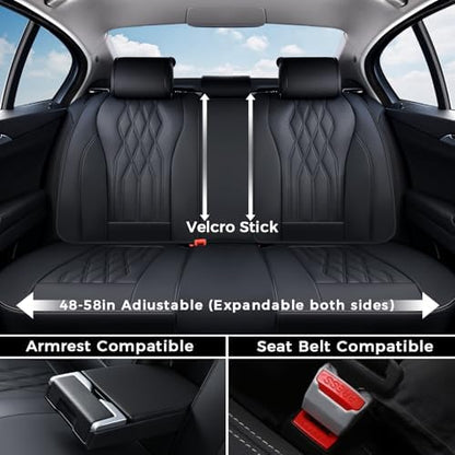 Coverado Seat Covers FullSet, 5 Seats Car Seat Protector, Waterproof Nappa Leather Cushion, Front & Rear Fit for Most Sedans SUV Pick-up Truck-Black - Image 5