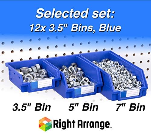 Pegboard Bins - 12 Pack Blue - Hooks to Any Peg Board - Organize Hardware, Accessories, Attachments, Workbench, Garage Storage, Craft Room, Tool Shed, Hobby Supplies, Small Parts - Image 4