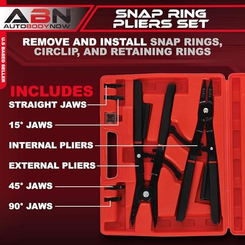ABN Snap Ring Pliers Set – 16 Inch Internal External Snap Ring Pliers Circlip Pliers with Straight and Angled Jaws - Image 2