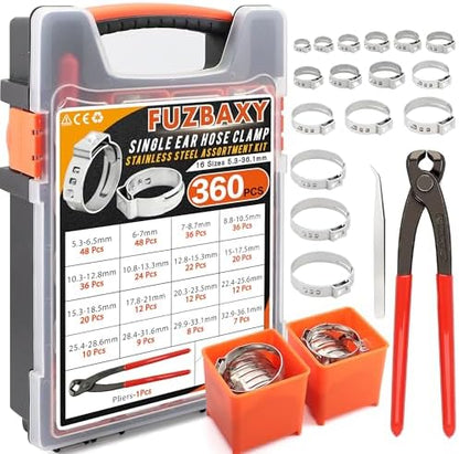 360PCS Single Ear Hose Clamps Kit with Crimper for Auto,PEX Tubing,Marine by Fuzbaxy