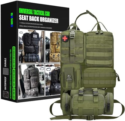 7 PACK Tactical Seat back organizer Truck organizer With 6 Detachable Pouches Universal For Car Truck Ford Jeep Military-Grade Heavier Panels With Multi-functional Packs (Army green) by AIAUTOAIEVAutoPart
