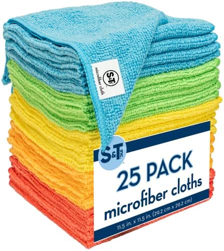 S&T INC. Microfiber Cleaning Cloth, 25 Pack, 11.5" x 11.5" - Image 4