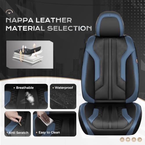 Coverado Car Seat Covers Full Set, Seat Covers for Cars, Front Seat Covers and Back Seat Cover Waterproof Leather Automotive Seat Cover, Universal Car Interior Protectors Cushion for Most Cars - Image 2