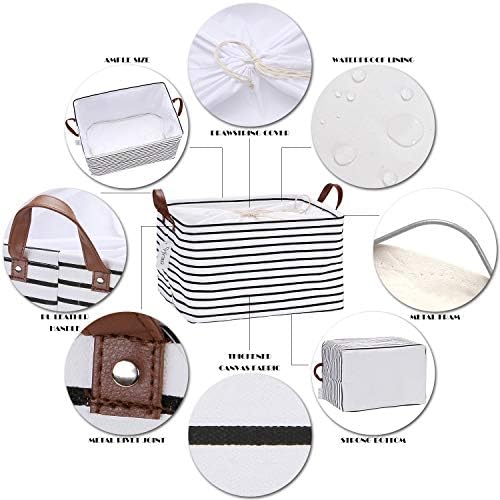 Hinwo 31L Large Canvas Storage Bin with Lid and Handles - Image 4