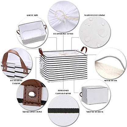 Hinwo 31L Large Canvas Storage Bin with Lid and Handles - Image 4