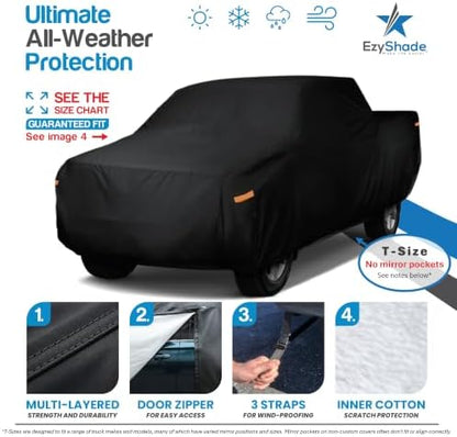 EzyShade Truck Cover Waterproof All Weather. See Truck Size-Chart. Black T5 - Image 2