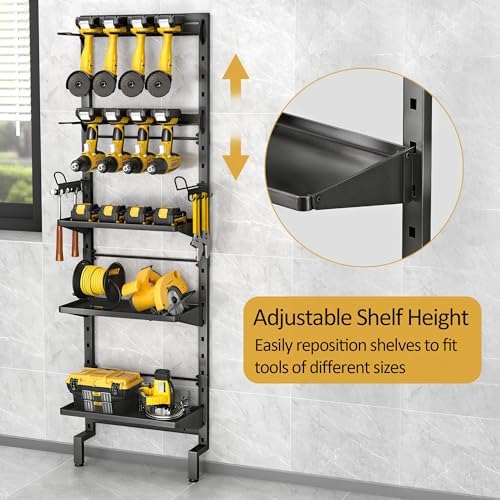 BUKFEN Garage Tool Storage Rack, Wall Mount 5-Tier Metal Organizer - Image 3
