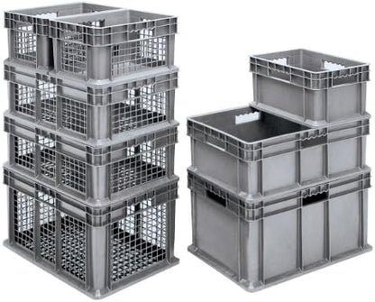 Akro-Mils 37612 Plastic Straight Wall Container Tote with Mesh Sides and Base, 24x16x12-Inch, Gray (3-Pack) - Image 2