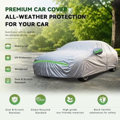 AUQDD 6-Layers Premium Truck Car Cover Waterproof All Weather Weatherproof UV Sun Protection Snow Dust Storm Resistant Outdoor Exterior Custom Form-Fit Full Padded Car Cover with Straps 198"-220" K13 - Image 3
