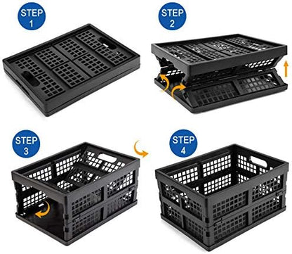 Eslite 16L Plastic Collapsible Storage Crates,Folding Crates Storage,Pack of 4,Black - Image 3