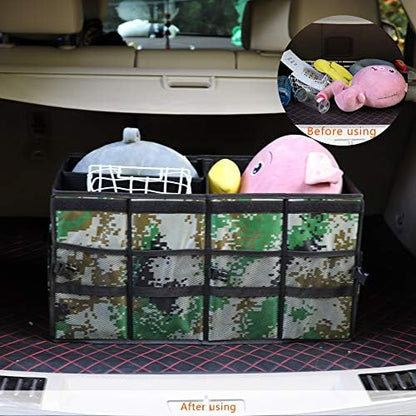 Car Trunk Organizer Collapsible Portable Multi Compartments Organizer with Non Slip Straps for SUV Truck Auto Vehicle Car Auto Minivan(Large without cover, Camouflage) - Image 3